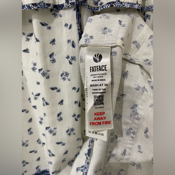 FatFace Blue and White Floral Blouse UK14 - Picture 8 of 8